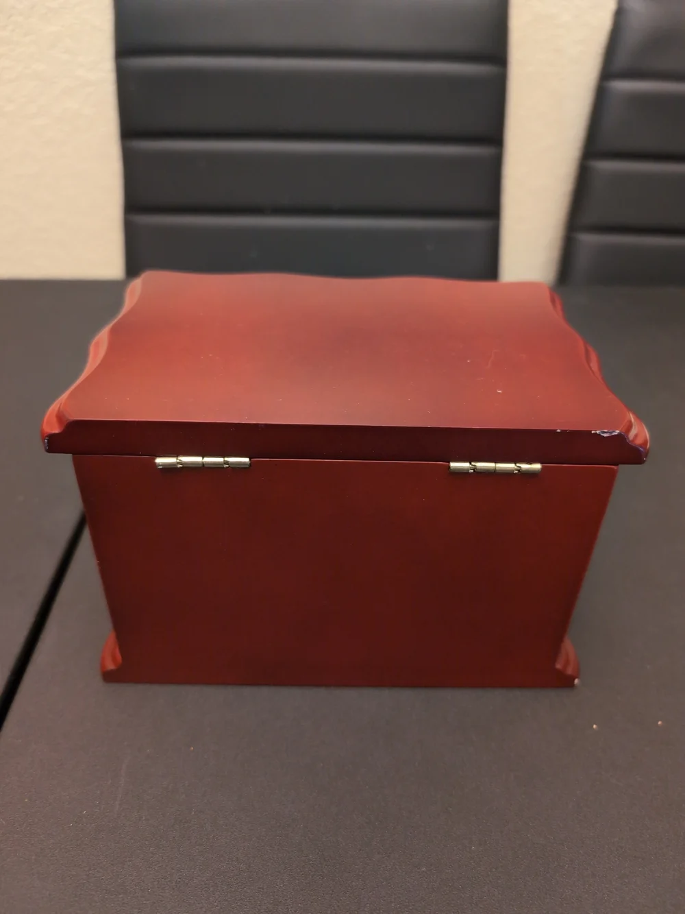 Wooden Jewelry Box with Brass Handles - Red